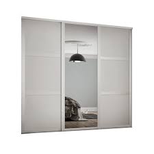 Our classic sliding door solution gives you the look you want without blowing the budget. Spacepro Shaker Style 3 White Frame 3 Panel Mirror Wardrobe Door Kit Wickes Co Uk