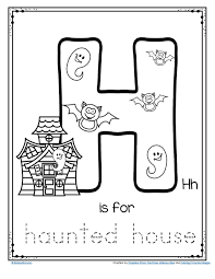 Halloween Letter H Is For Haunted House Trace And Color Alphabet Printable Free In 2020 Preschool Letter Crafts Letter A Crafts Halloween Letters