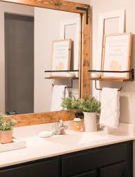 Diy Bathroom Mirror Frame Without Removing Mirror Clips Her Happy Home In 2020 Bathroom Mirror Frame Mirror Frame Diy Bathroom Mirrors Diy
