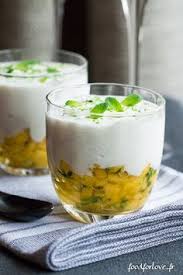 Mousse Legere Vanillee Brunoise De Mangue Au Citron Vert Et A La Menthe Food For Love Recette Dessert Leger Dessert Mangue Verrines Mangue