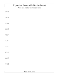 The Convert From Standard To Expanded Form 3 Digits Before Decimal 2 After A Math Worksheet From The Decimals W Decimals Worksheets Decimals Expanded Form