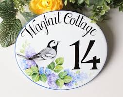 Little Bird Outdoor House Number Lake House Address Sign Ceramic Custom Address Plaque Cottage House Name Sign Nel 2020 Targhe Dipinti Porcellana Dipinta