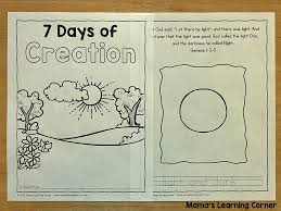 On the first day of creation, or in the beginning, god created heaven and earth and all things. 7 Days Of Creation Coloring Pages Mamas Learning Corner