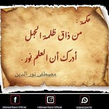 حكمة من ذاق ظلمة الجهل أدرك أن العلم نور مصطفى نور الدين arabic arabic calligraphy calligraphy