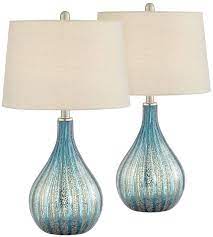 Pacific Coast Blue And Grey North Glass Table Lamps Set Of 2 In 2021 Table Lamps For Bedroom Table Lamp Lamp Sets