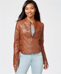 Jou Jou Zip Front Faux Leather Moto Jacket Jackets Blazers Women Macy S Blazer Jackets For Women Faux Leather Moto Jacket Jackets