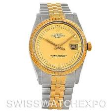 Rolex Date Mens Steel 18k Gold Watch 15053