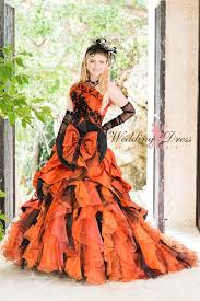 Black And Orange Dress Gothic Wedding Dress In Orange And Black Halloween Wedding Dresses Orange Dress Wedding Gothic Wedding Dress
