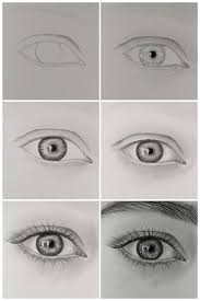 Black And White Eye Drawing Easy Step By Step Diy Tutorial How To Draw A Realistic Eye In Six Steps Black Pencil Sketch On White Background In 2020 Realistic Drawings Eye Drawing Tutorials Eye Drawing