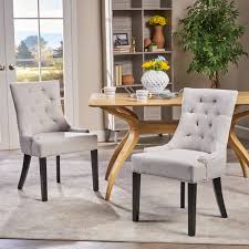 Stacy Tufted Fabric Dining Chairs Set Of 2 Farmhouse Dining Chairs Fabric Dining Chairs Dining Chairs