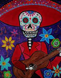 Dia De Los Muertos Painting Canvas Art Day Of The Dead Art Mexican Art