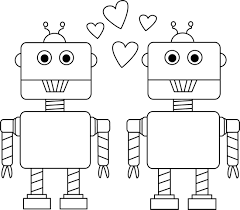 Black And White Robot Black And White Robot Love Valentine Clip Art Valentines Robots Valentines Day Coloring Page Valentine Coloring Pages