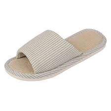 Unisex Linen Open Toes Slippers Couple Slide Flat House Slippers Cushioned Heel Indoor Shoes Open Toe Slippers Womens Slippers Cushioned Heels