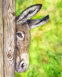 Donkey Funny Cute Brown Portrait Print Of The Original Watercolor Love Painting Art Cute Sweet Painting Decor Sweet S Art Painting Animal Paintings Animal Art