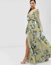 Vestirsi per stupire con la linea boohoo di abiti da cerimonia. Asos Design Tall Vestito Grembiule Lungo Con Stampa A Fiori Da Cerimonia