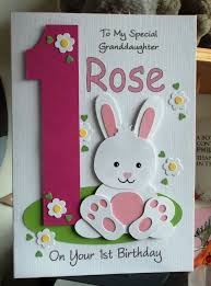Handmade Birthday Card For My Daughter Personalised 1st Any Age Bunny Rabbit Birthday Card Daughter Granddaughter Etc Handmade Birthday Cards First Birthday Cards Baby Birthday Card