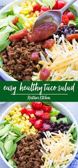 Easy Healthy Taco Salad Recipe Ready In 20 Minutes Make This With Ground Beef Or Turkey O Taco Salad Recipe Healthy Healthy Tacos Salad Recipes Healthy Easy