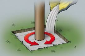 Ausgehobenes Loch Fur Die Waschespinne Mit Betonmischung Fullen In 2020 Outdoor Decor Garden Tools Wind Sock