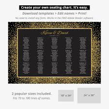 golden anniversary seating chart editable diy template