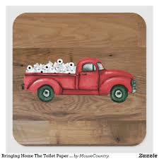 Bringing Home The Toilet Paper Red Truck Sticker Zazzle Com Truck Crafts Red Truck Red Truck Decor