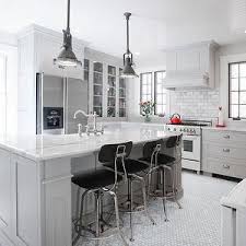 New England Design Works Kitchens Marble Mini Hex Floor Tile Marble Hexagonal Tiled Floors Gray Shaker Kitchen Flooring Grey Kitchens Kitchen Floor Tile