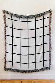 Black And White Grid Throw Blanket Black White Woven Blanket Grid Blanket Grid Throw Etsy Woven Blanket Sofa Blanket Minimal Home