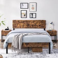 This gorgeous black full headboard features button tufting and a diamond stitch pattern design, fabric upholstery, and includes adjustable metal bed rail slots. Buy Yaheetech Metal Platform Bed Frame Mattress Foundation With Rustic Style Wood Headboard Storage No Box Spring Needed Anit Slip Support Full Size Online In Turkey B015h0t56w