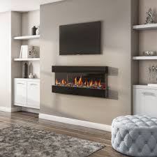 The upper half of the wall is coated in chalk paint to create a handy message board. Amberglo Mirrored Electric Wall Mounted Fire In Black 50 Inch Agl016 Appliances Direct