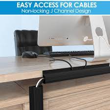 There are a trillion options for cable management systems that mount to the underside or back of the desk, but most of them are bulky and promote cable tangling. Hook Channel Raceway Best Desk Cable Organizer Yecaye