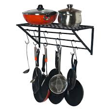 Immensely practical our wall mounted cast iron and pine shelf rack will grace any kitchen and is exclusively designed by cast in. Kitchen Storage Organization Iron Hanging Pot Holder Pan Hanger Kitchen Storage Utility Cookware Hook Rack Home Garden
