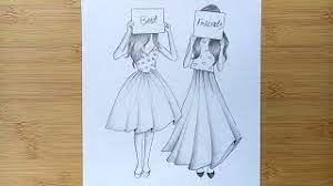 How to draw best friends sitting together on a swing || pencil sketch tutorial. Friendship Day Drawing With Pencil Sketch Step By Step Youtube
