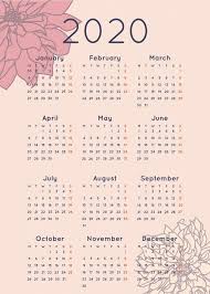 1 2 3 4 5 6 7 8 9 10 11 12 13 14 15 16 17 18 19 20 Calendario 2020 Com Design De Flor Pessego In 2020 Print Planner Bullet Journal Ideas Pages Planner Pages