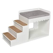 Indoor Pet Multi Level Bed Wood Stairs Bunk Bed Combination Cat Condo Dog White Dog Stairs Dog Stairs For Bed Dog Steps For Bed