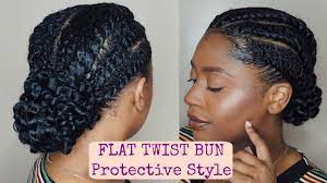 Flat Twist Bun Protective Style Youtube Flat Twist Hairstyles Twist Hairstyles Twist Bun