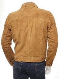 Discover the latest fashion trends with asos. Men S Tan Suede Trucker Jacket Foggia Men Caine