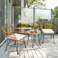 If you have limited space in your garden or you are looking for a patio set for your balcony, feel free to browse of our balcony bistro sets. Costway3pcs Patio Rattan Bistro Furniture Set Cushioned Chair Table Target