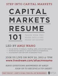 capital markets resume 101