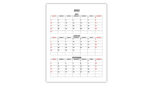 Calendar For July August September 2022 Free Calendar Su