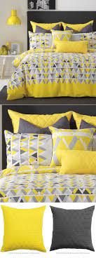 This is a contemporary, reversible quilt with a geometric style on the front side and a solid on the other side. Yellow And Grey A Match Made In Heaven Cottonbox