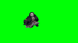 Smol Nezuko Running Green Screen Kimetsunoyaiba