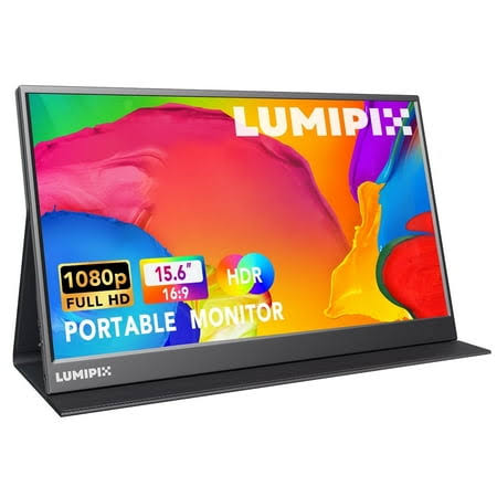 15.6 Inch Portable Monitor 1080p FHD IPS Gaming Display Monitor with Usb-c & Hdmi Light Weight Ultra-Slim External Second Screen with Smart Cover &