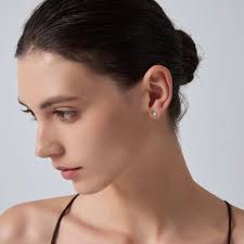 PERIMADE Round Opal Cabochon Earrings • Tiny Small Cartilage Stud Earrings  • Sterling Silver Friendship Jewelry • Trendy Best Friend Gift