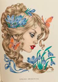 Relax with art issue 113. Coloured with Mont Marte pencils and soft  pastels, white Posca and White gel pen. No artist listed.