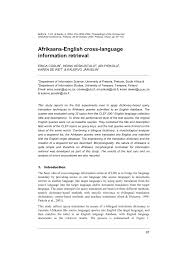 Pdf Afrikaans English Cross Language Information Retrieval