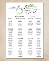 green leaves wedding seating charts