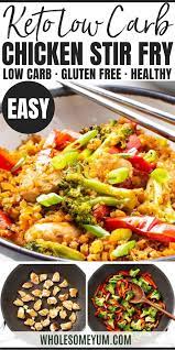 Stir and cover with a lid to steam. Low Carb Keto Chicken Stir Fry Recipe With Cauliflower Rice Stir Fry Recipes Chicken Keto Recipes Dinner Keto Stir Fry