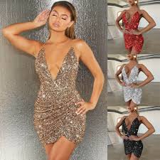 Women Sparkly Sequin Glitter Evening Dress Ladies Cocktail Slip Short Mini Dress Dress Honey Short Mini Dress Ladies Mini Dresses Glitter Dress