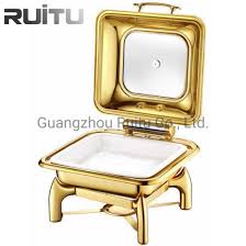 The man seems to have virt. China Gold Buffet Tableware Station Dining Room Kitchen Furniture Chaffing Dish For Catering Deluxe Modern Glass Cover Porcelain Gn2 3 Pan All Types Chafing Dishes China All Types Chafing Dishes And Porcelain