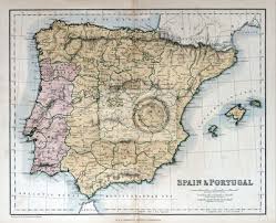 Antigo Mapa De Espanha E Portugal 1870 Adesivos Para A Parede Topografico Antiguidades Atlas Myloview Com Br