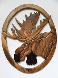 Moose decor, gifts, collectibles, sculptures of bull moose and antlers, coffee mugs, cabin signs & more rustic american expedition is proud to feature a unique collection of moose decor & gifts, home. Moose Head Intarsia Wood Wall Art Home Decor Plaque Big Game Lodge For Sale Online Ebay
